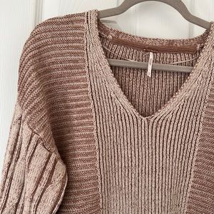 Chunky Cropped brown knit sweater - Free People